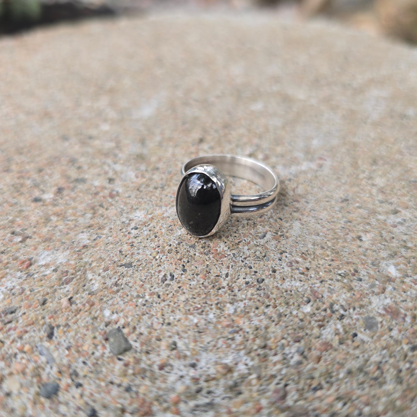 Black Star Diopside Hand-Forged Sterling Silver Ring