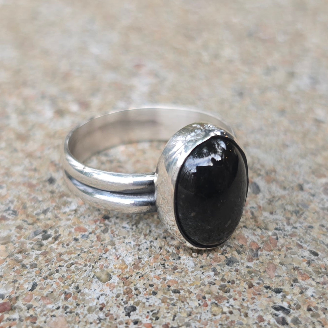 Black Star Diopside Hand-Forged Sterling Silver Ring