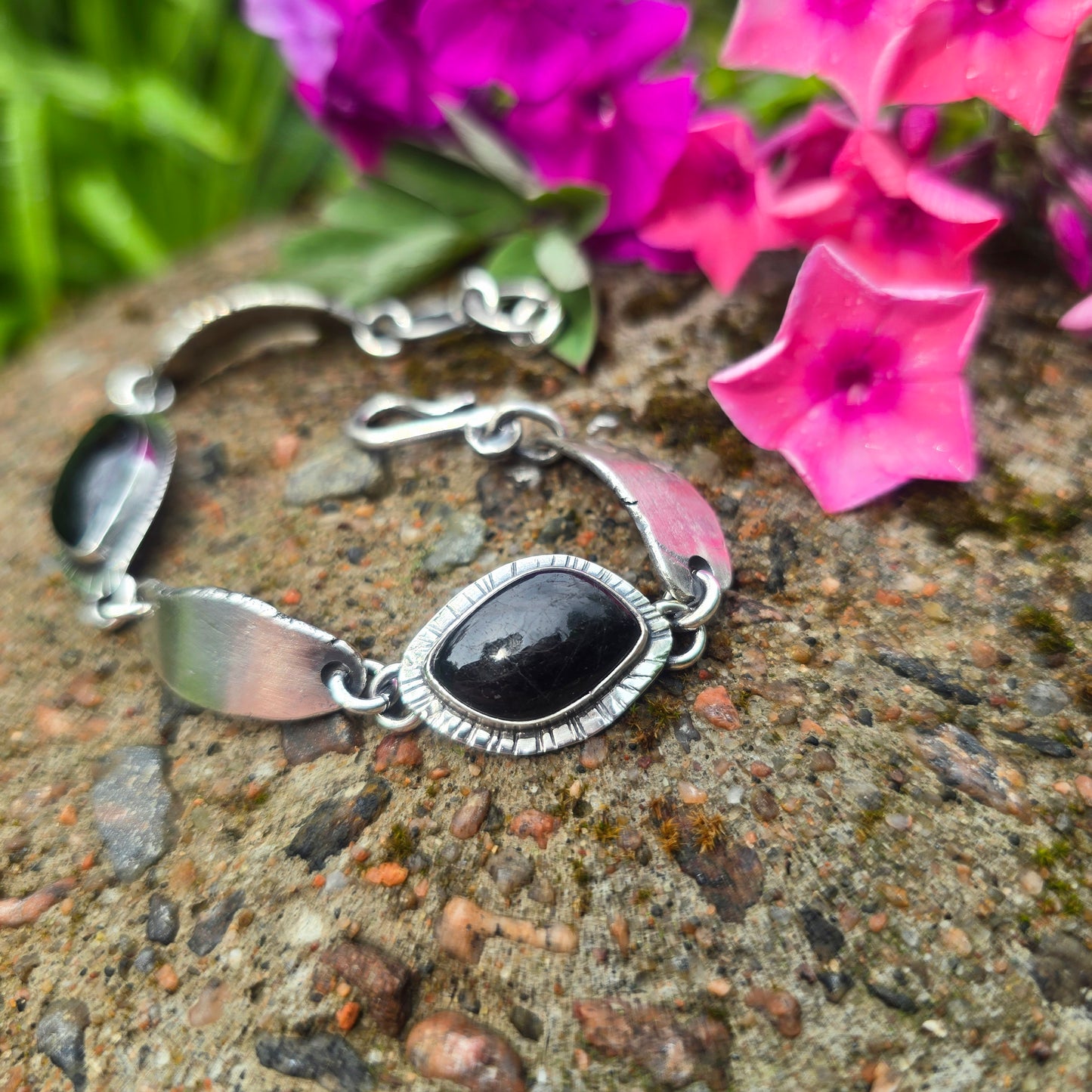 Molten Marquis Black Tourmaline Chain Link Bracelet