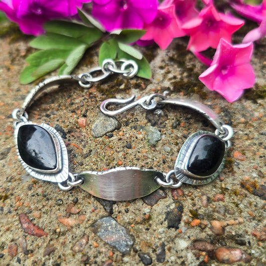 Molten Marquis Black Tourmaline Chain Link Bracelet