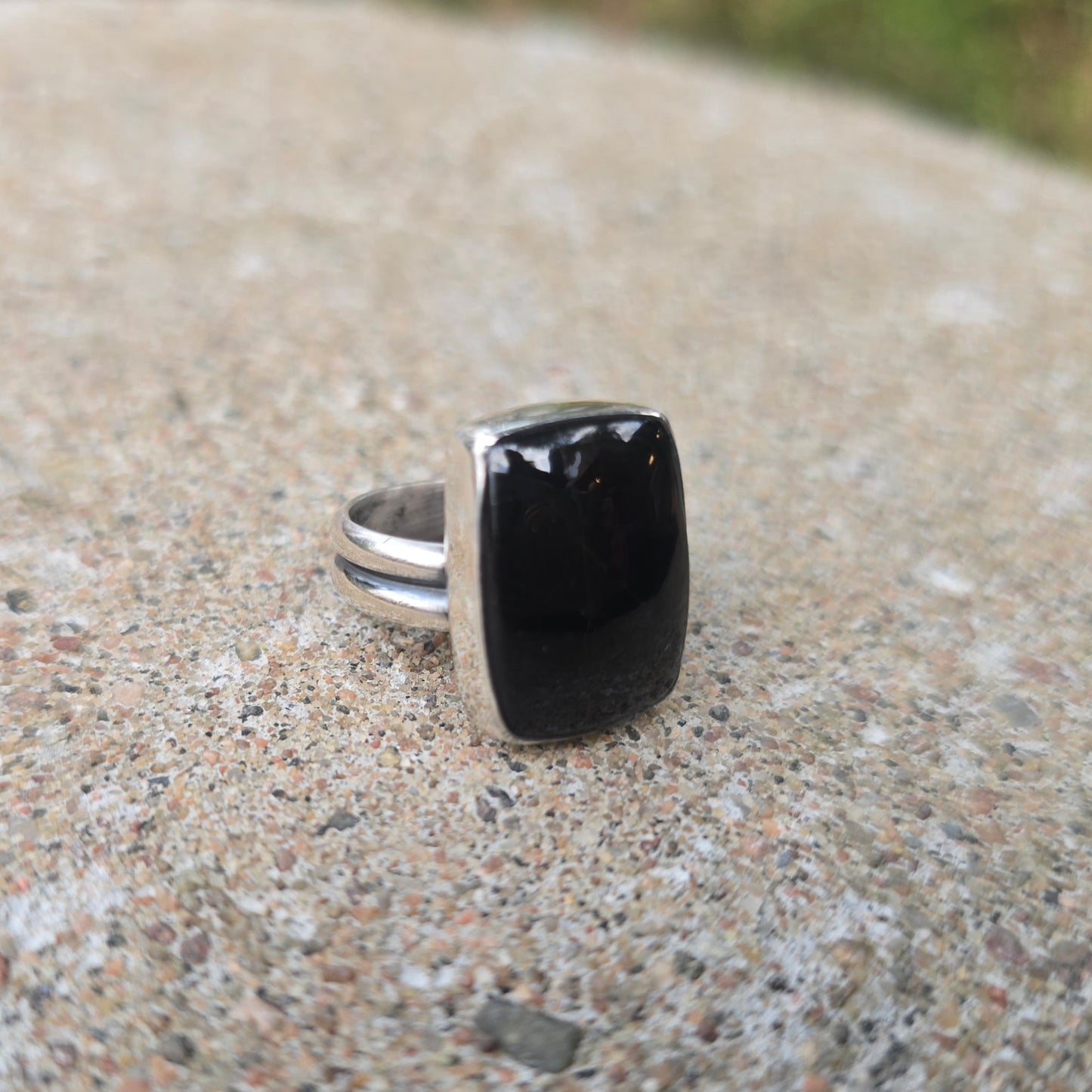 Black Tourmaline Hand-Forged Sterling Silver Ring #2