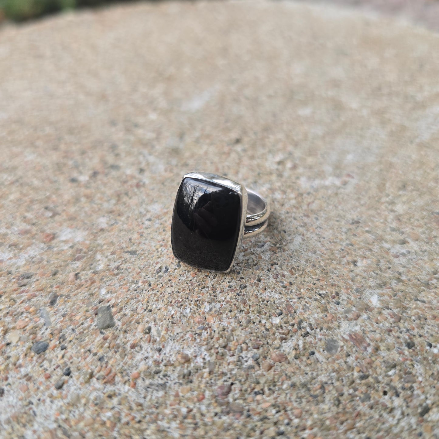 Black Tourmaline Hand-Forged Sterling Silver Ring #2