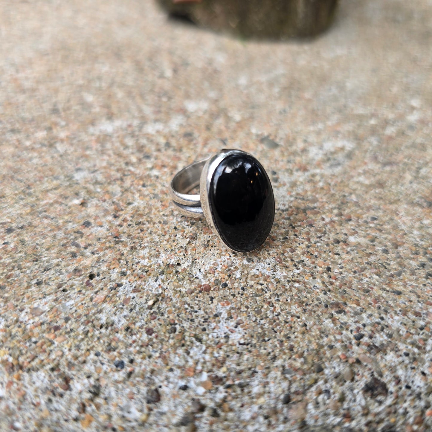 Black Tourmaline Hand-Forged Sterling Silver Ring #5