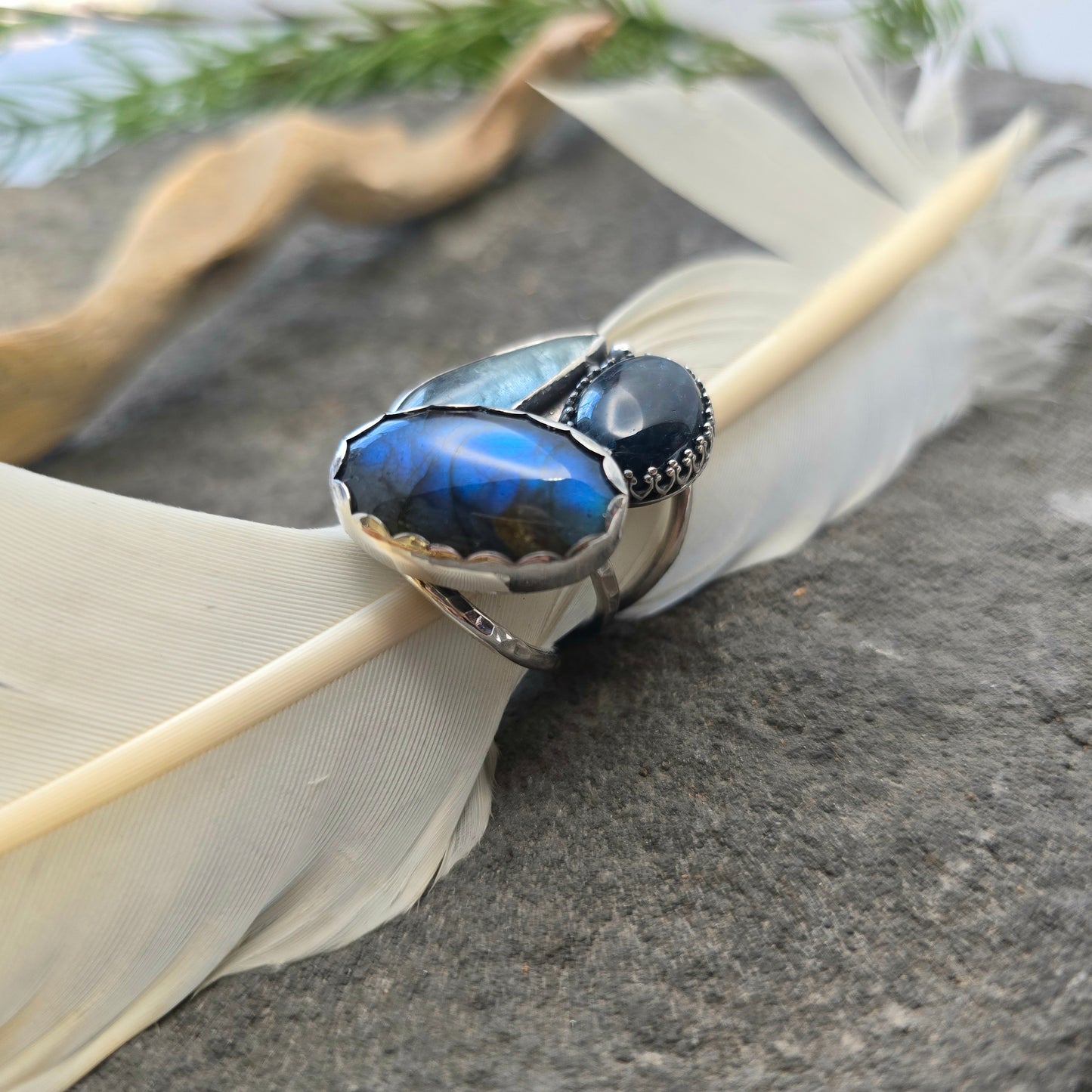 Boulder Ridge Blues Triple Band Statement Ring in Sterling Silver