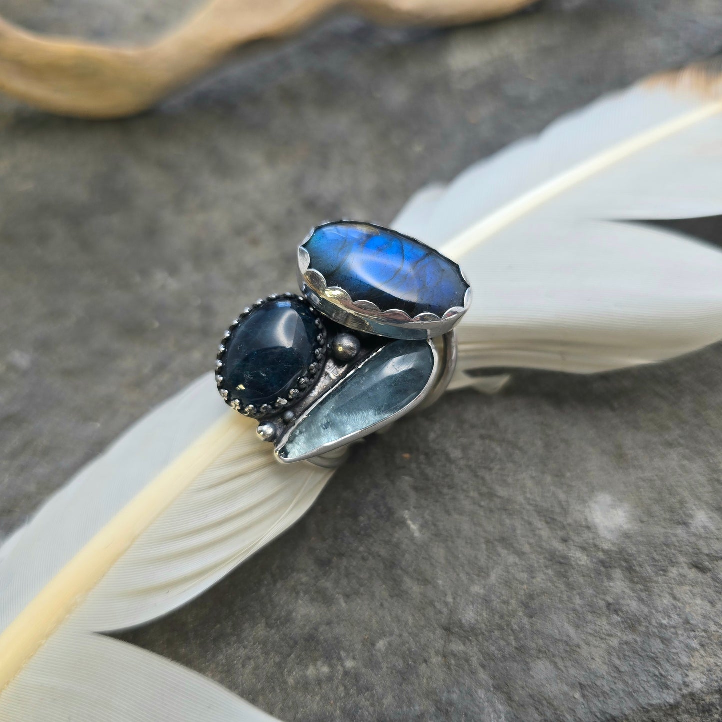 Boulder Ridge Blues Triple Band Statement Ring in Sterling Silver