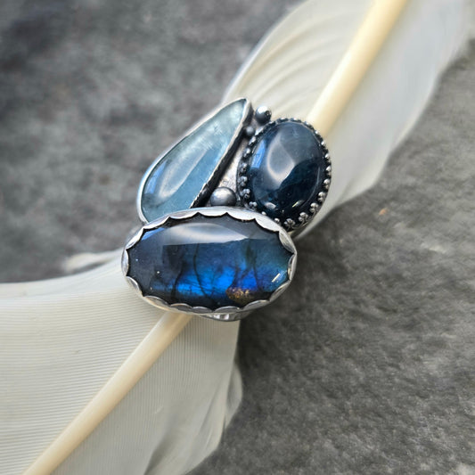 Boulder Ridge Blues Triple Band Statement Ring in Sterling Silver