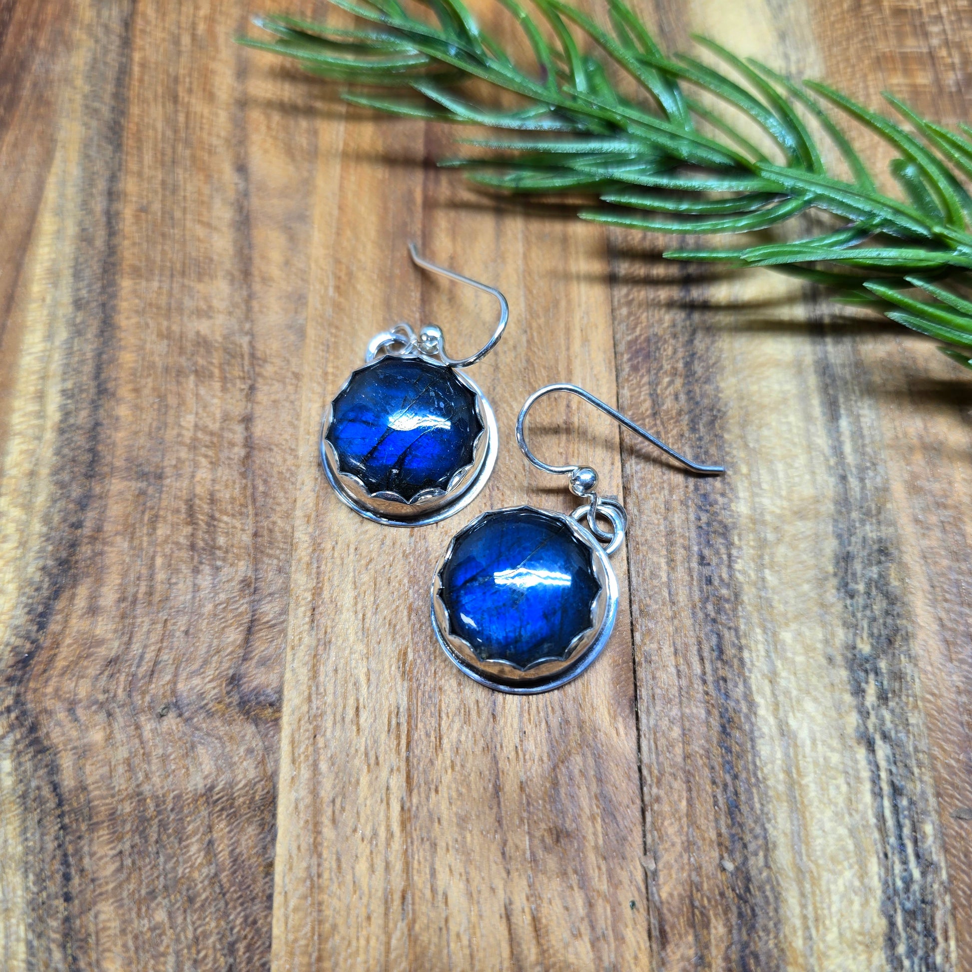 blue labradorite earrings in sterling silver