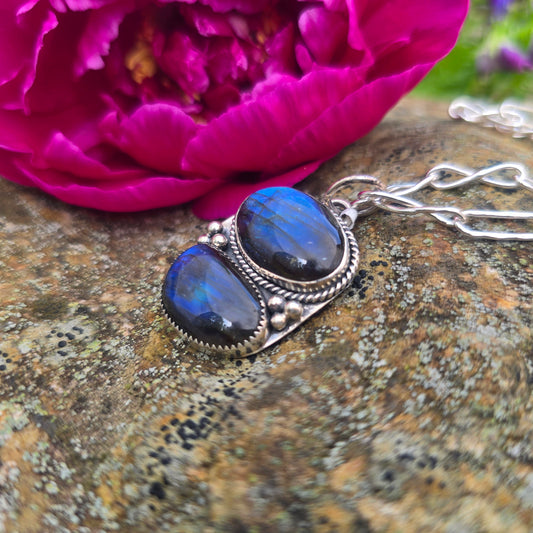 One-of-a-Kind Double Labradorite Pendant in Sterling Silver