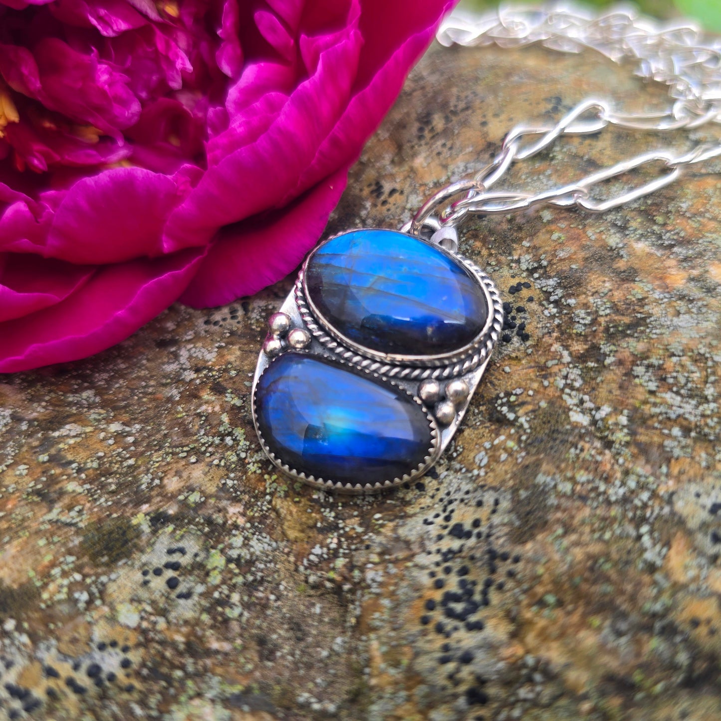 One-of-a-Kind Double Labradorite Pendant in Sterling Silver