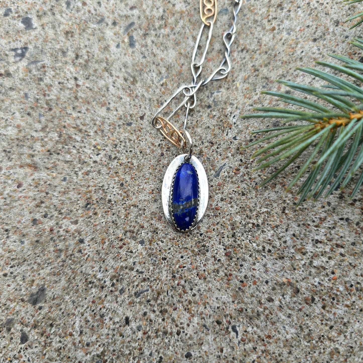Lapis Lazuli Hand-Forged Sterling Silver Pendant