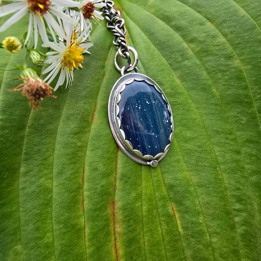 Blue Leland Scalloped-Bezel Sterling Silver Pendant