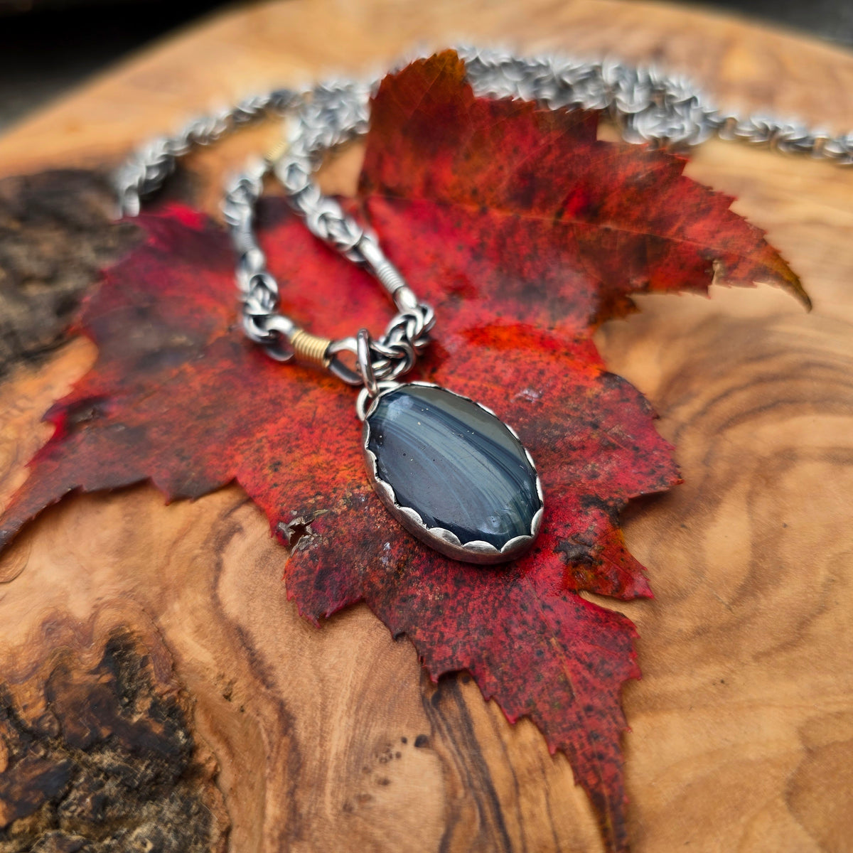 Blue Leland Minimalist Sterling Silver Pendant