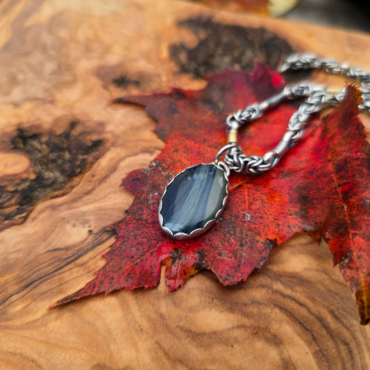 Blue Leland Minimalist Sterling Silver Pendant