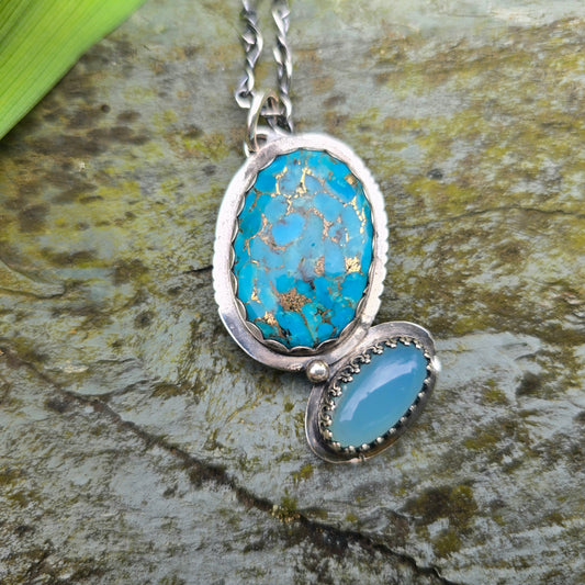 Double Blues Hand-Forged Sterling Silver Pendant