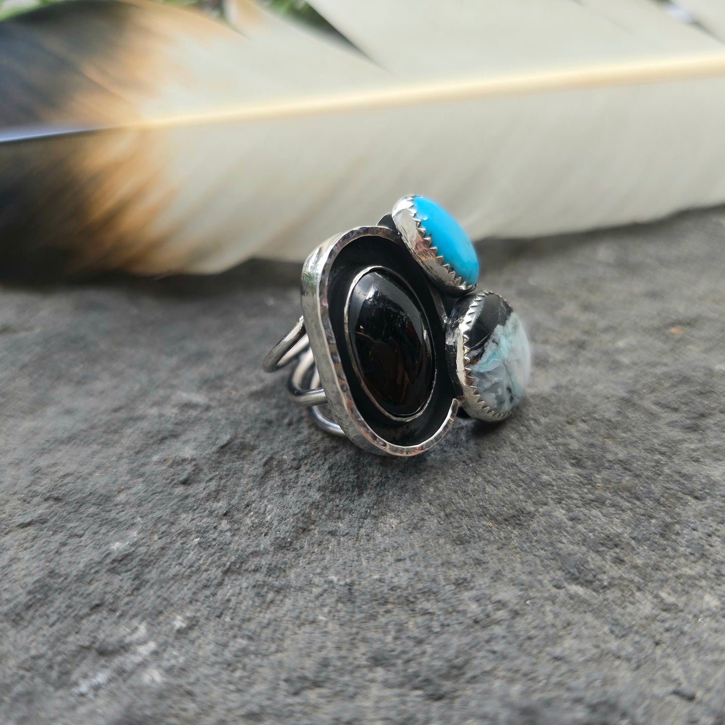 Boulder Ridge Black & Blues Sterling Silver Statement Ring