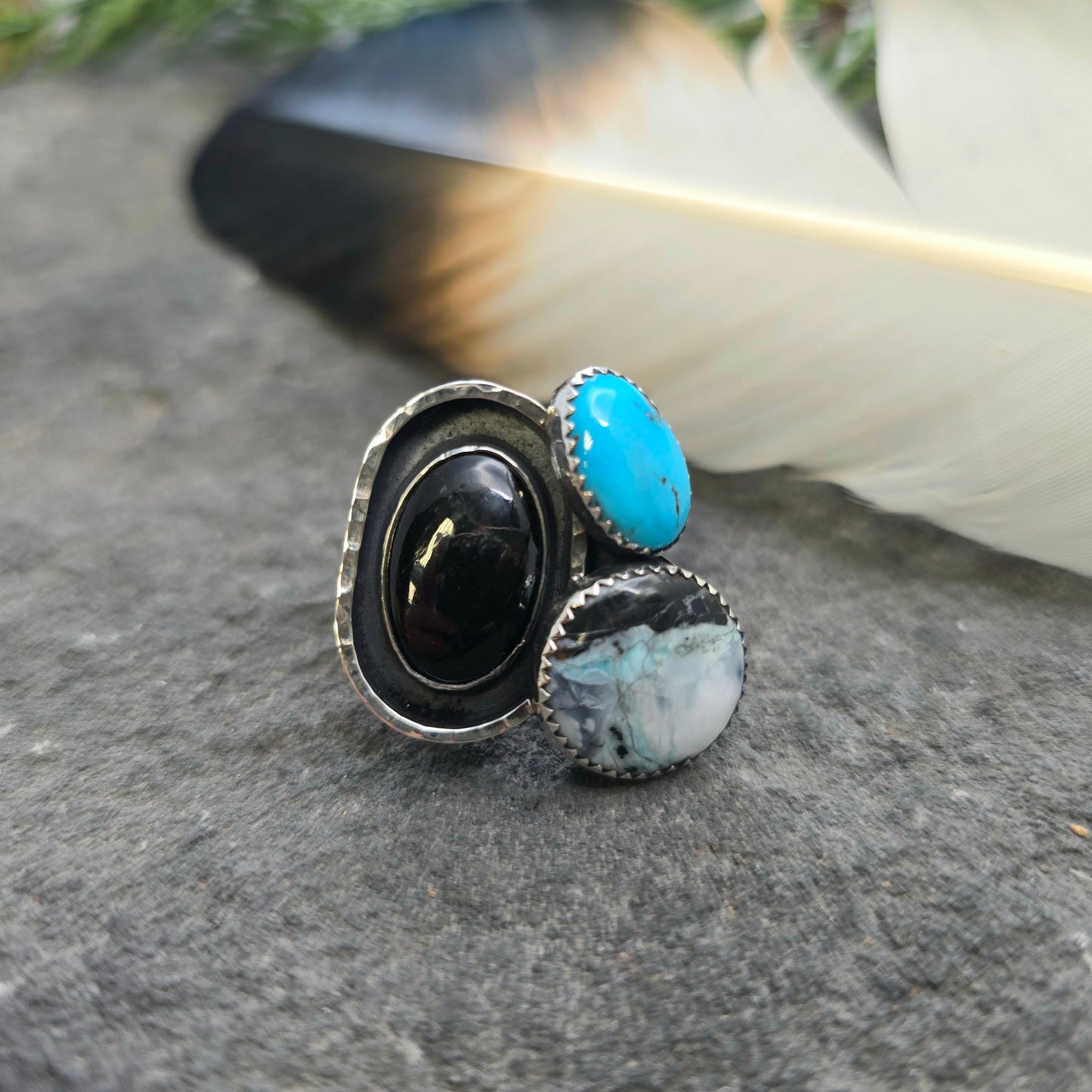 Boulder Ridge Black & Blues Sterling Silver Statement Ring