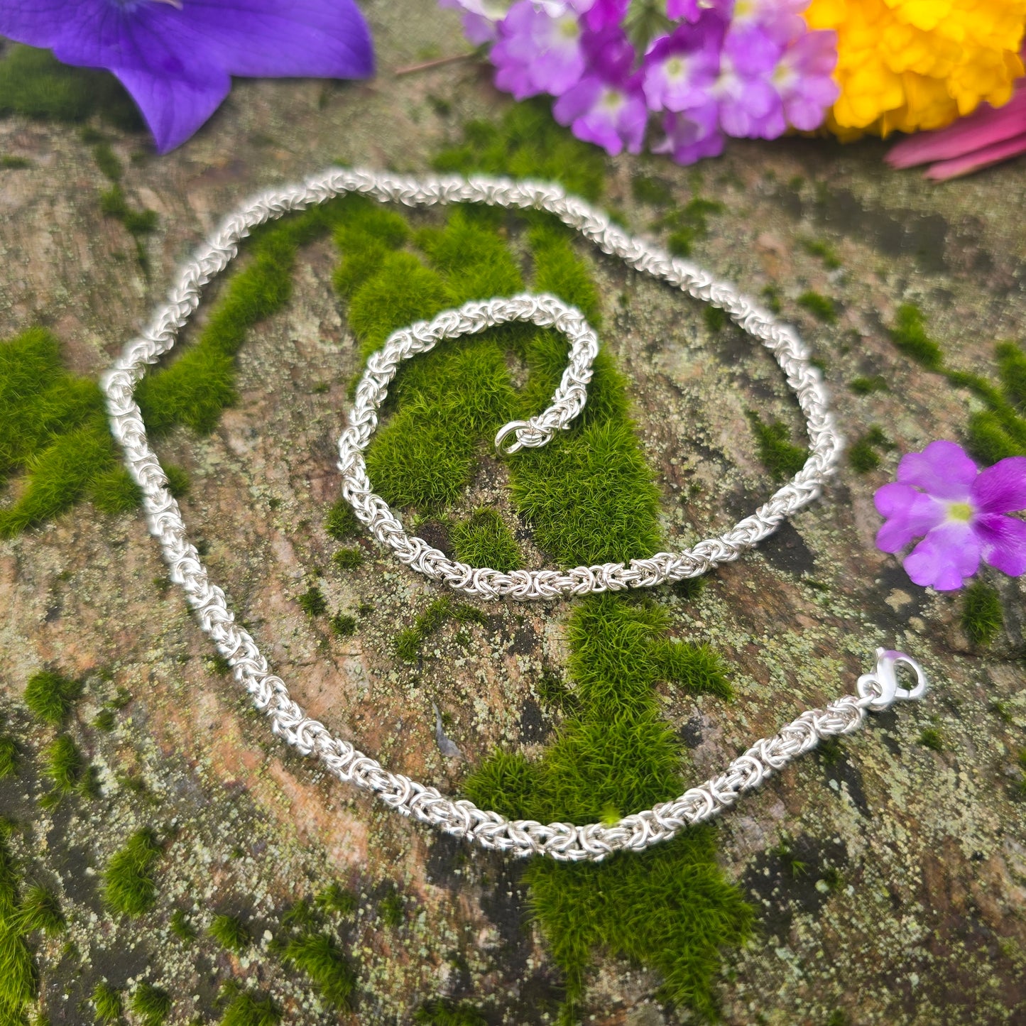 20 Gauge Handmade Byzantine Chain in Sterling Silver