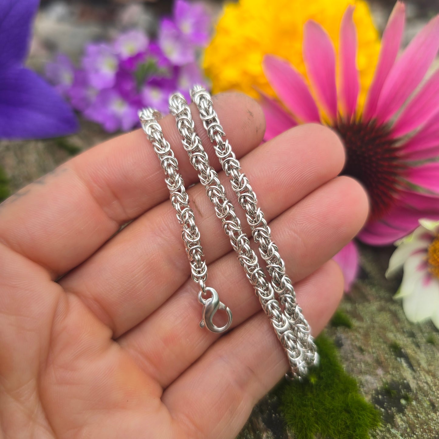 20 Gauge Handmade Byzantine Chain in Sterling Silver