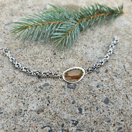 Imperial Jasper Byzantine Sterling Silver Bracelet