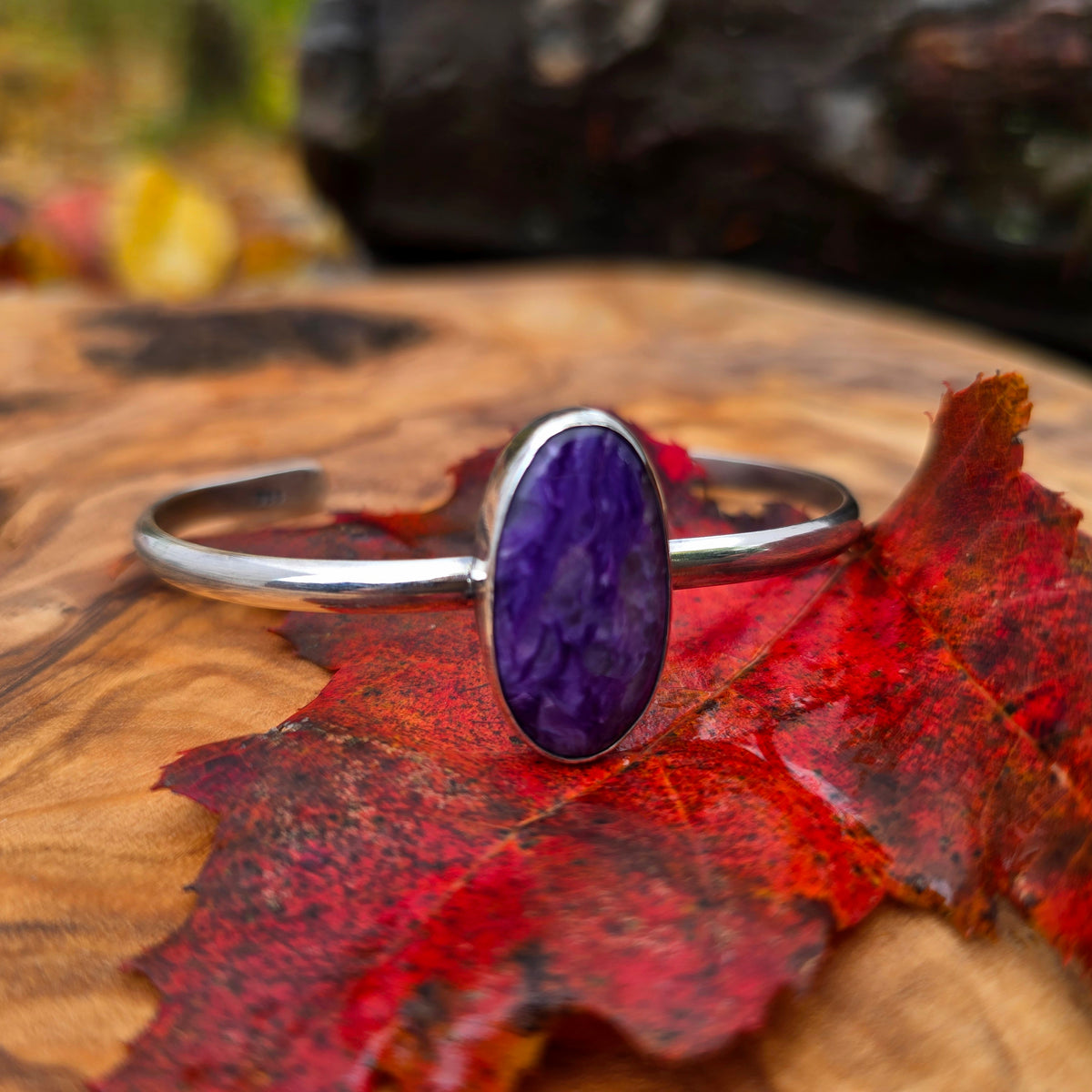 Charoite Sterling Silver Cuff Bracelet