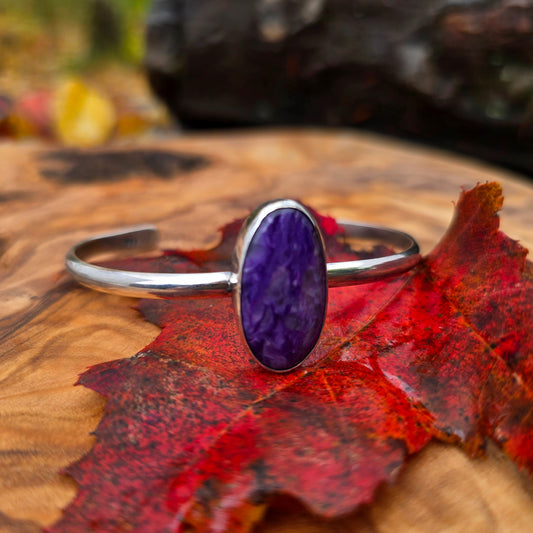 Charoite Sterling Silver Cuff Bracelet
