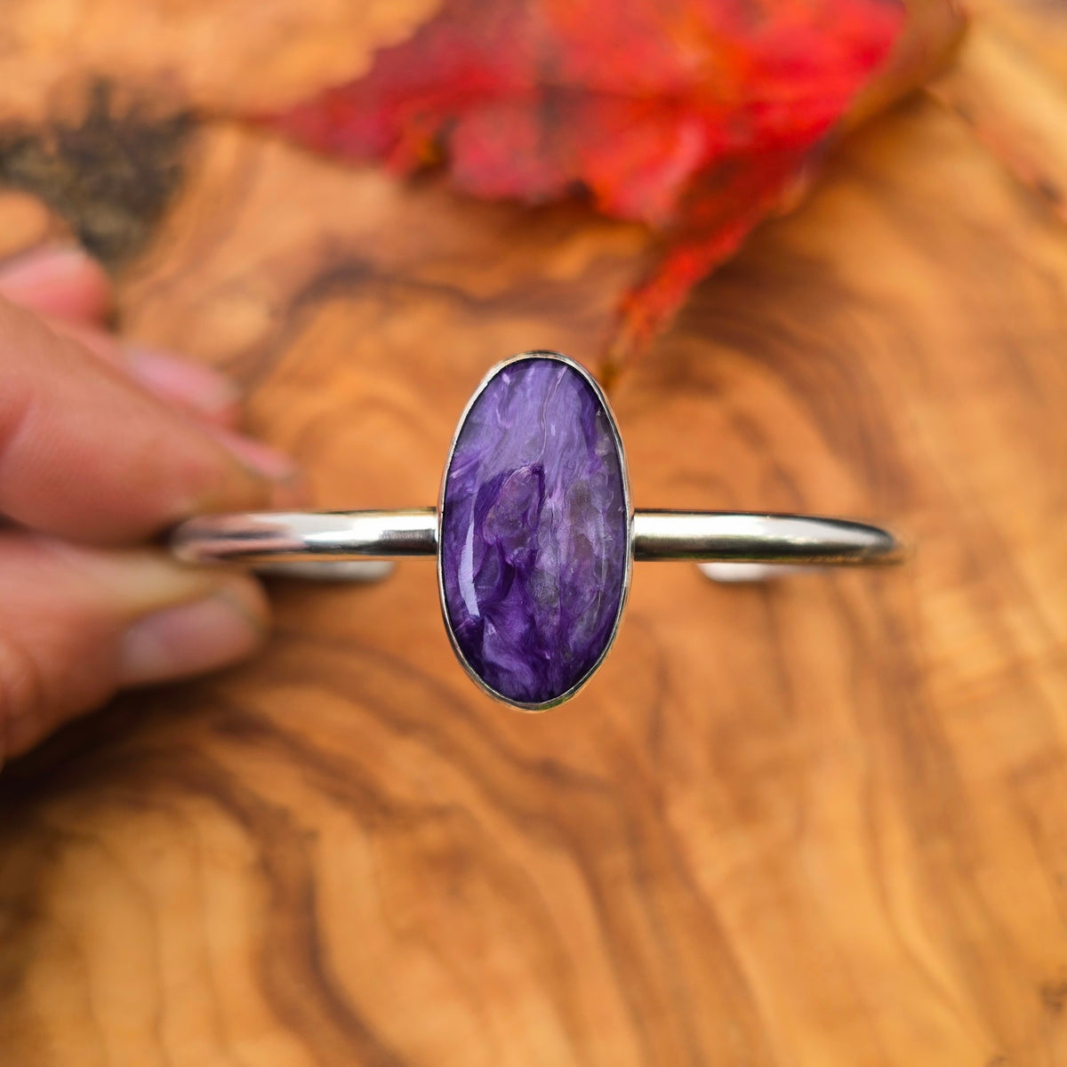 Charoite Sterling Silver Cuff Bracelet