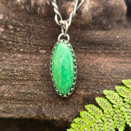 Chrysoprase Gallery Set Hand-Forged Sterling Silver Pendant