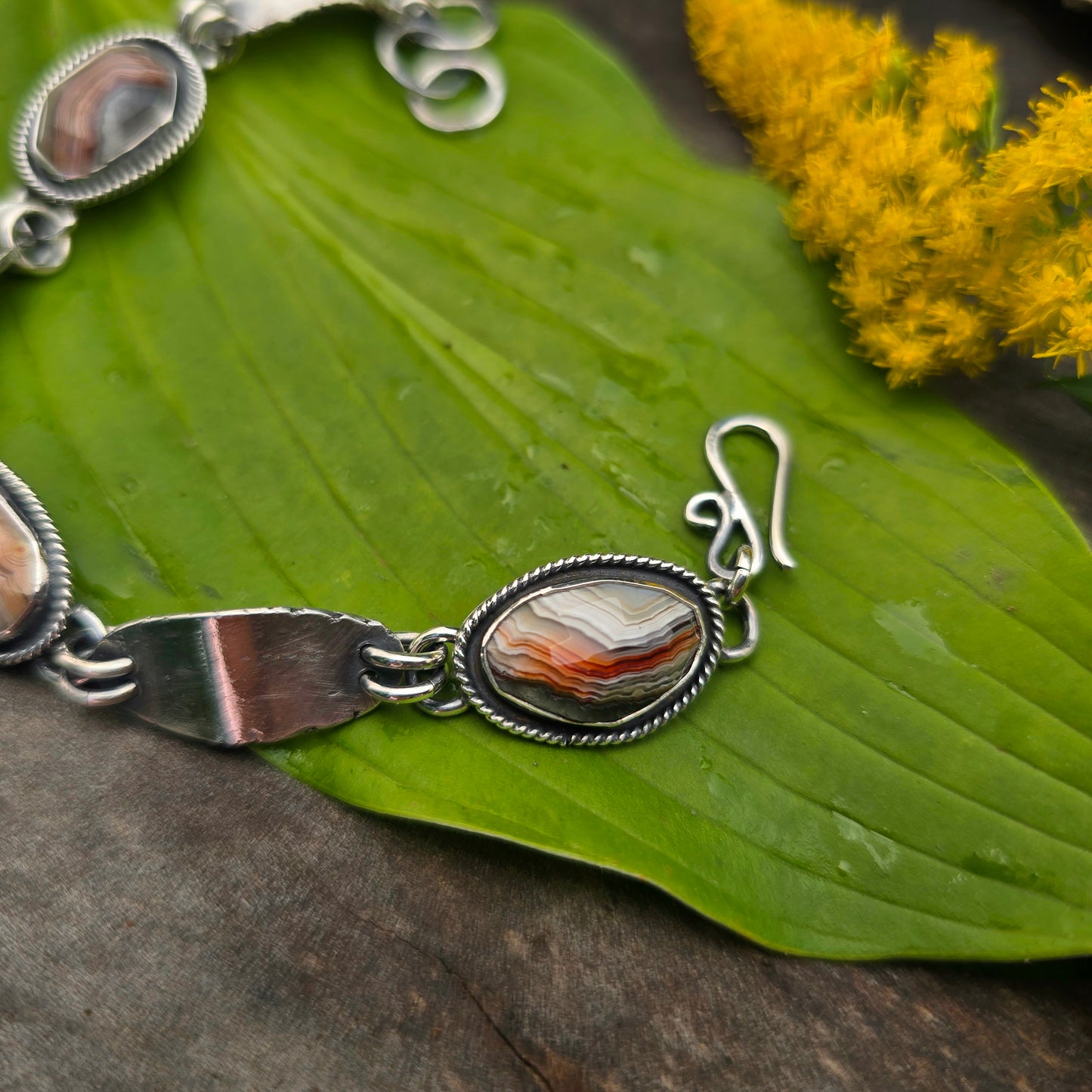 Crazy Lace Agate Heavy-Duty Sterling Silver Chain Link Bracelet