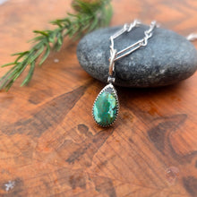 Load image into Gallery viewer, Dainty raindrop turquoise pendant in sterling silver
