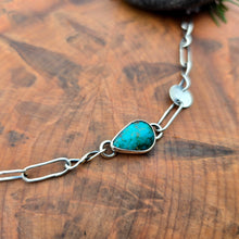 Load image into Gallery viewer, Dainty turquoise chain link bracelet in sterling silver detail
