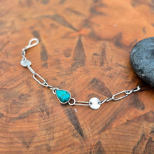 Load image into Gallery viewer, Sterling silver dainty chain bracelet with turquoise accents
