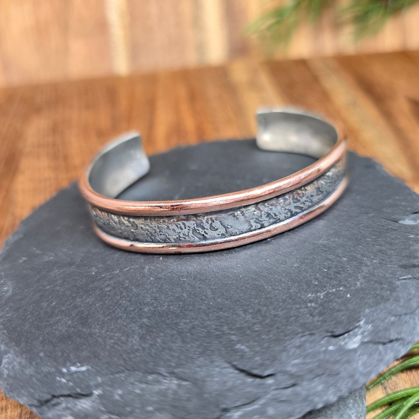 sterling silver and copper cuff bracelet