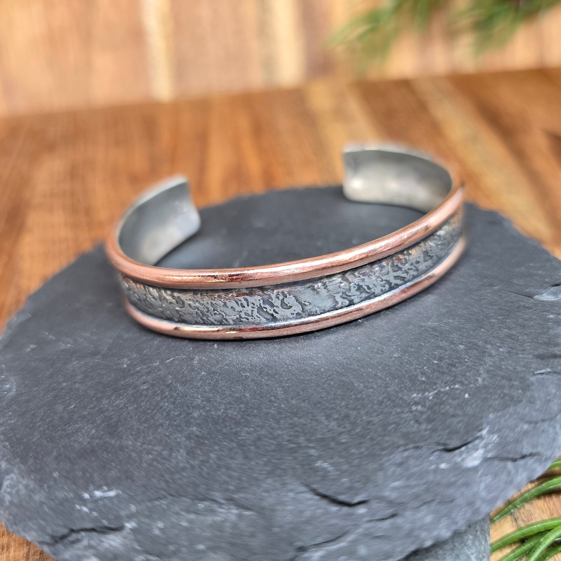 sterling silver and copper cuff bracelet