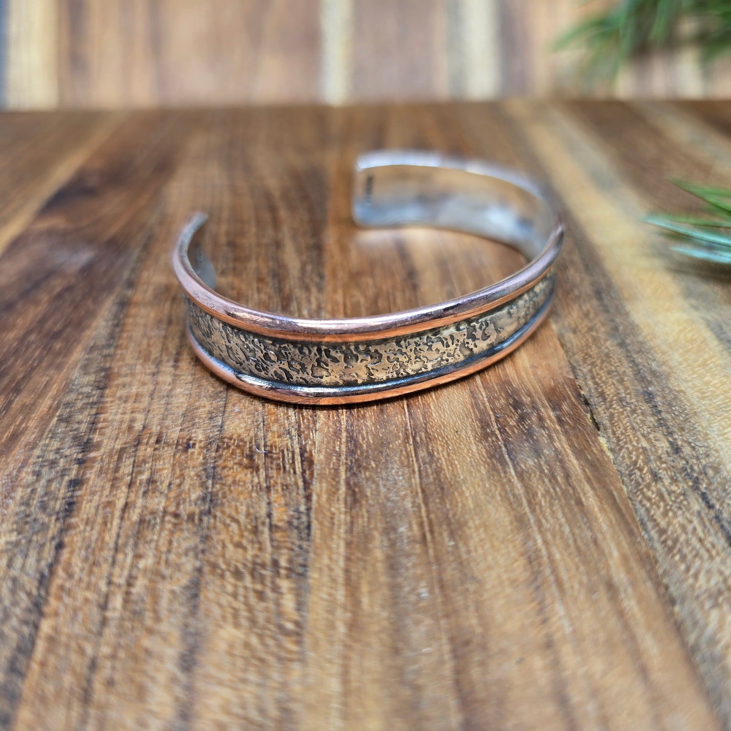 domed-sterling-silver-copper-cuff-detail