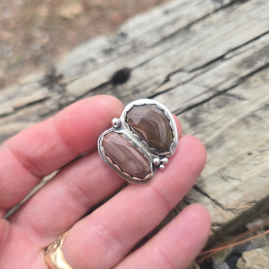 Earthy Brown & Pink Imperial Jasper Double Set Ring (One of a Kind) — Size 6