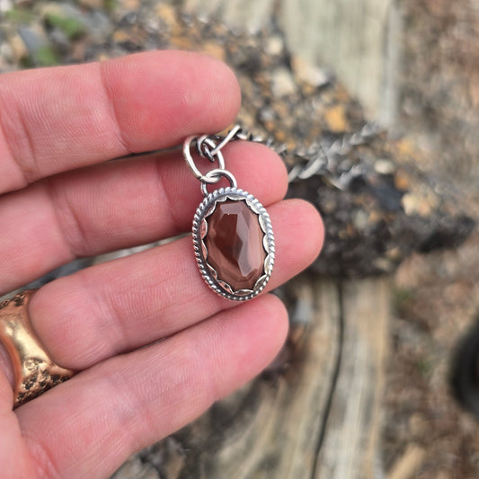 Faceted Imperial Jasper Hand-Forged Sterling Silver Pendant