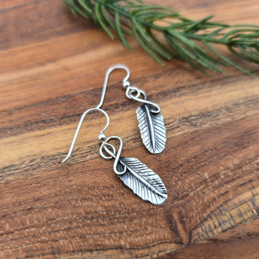 font view sterling-silver-feather-earrings-detail-1-5-inch