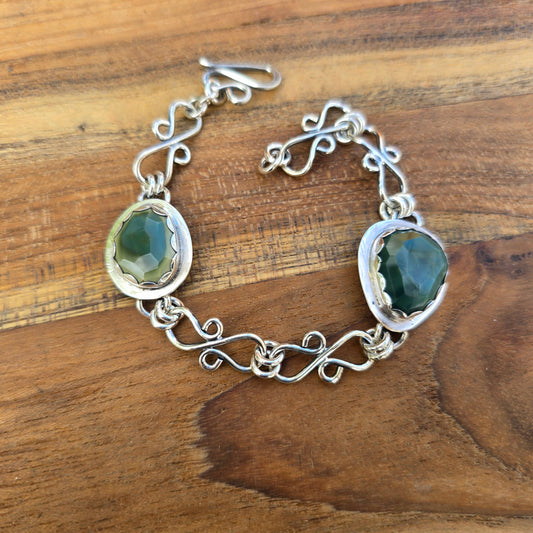 Imperial Jasper Sterling Silver Chain Link Bracelet