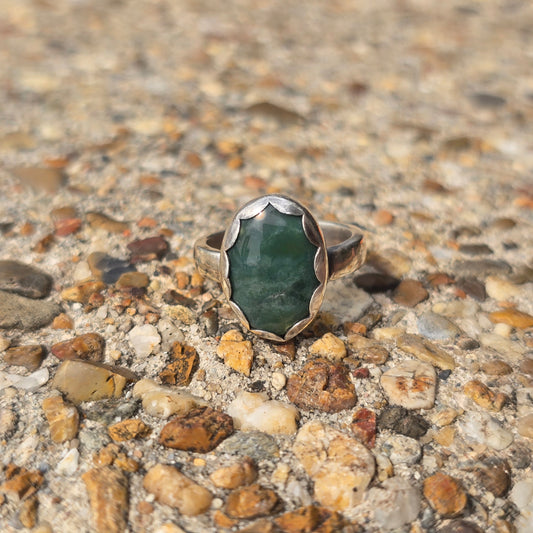 Hand-Forged Sterling Silver Ocean Jasper Ring – Green Jasper Statement Band