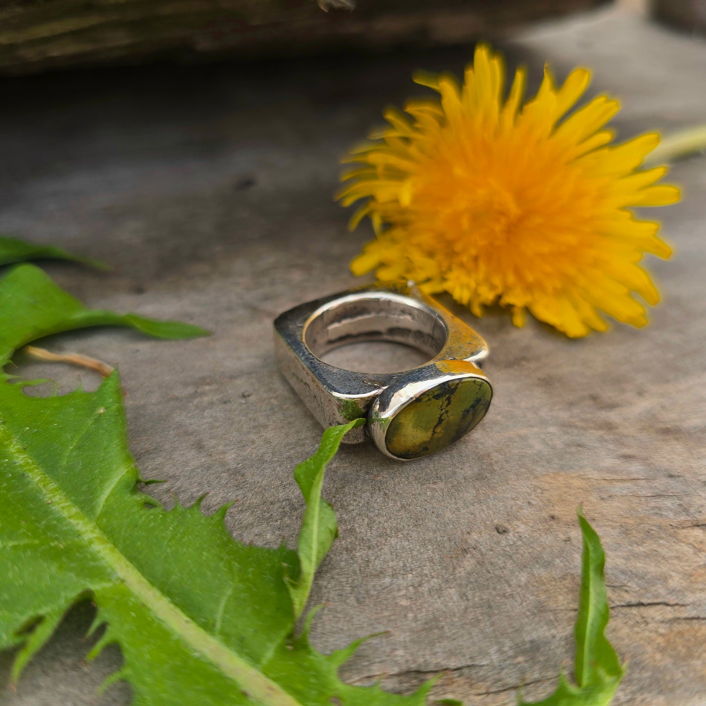 Green Turquoise Sterling Silver Statement Ring