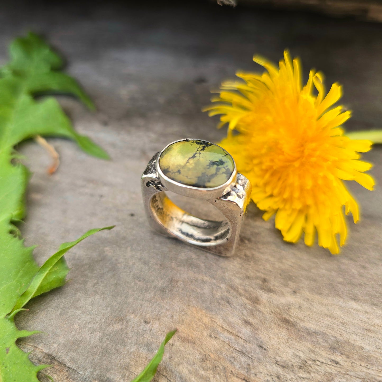 Green Turquoise Sterling Silver Statement Ring