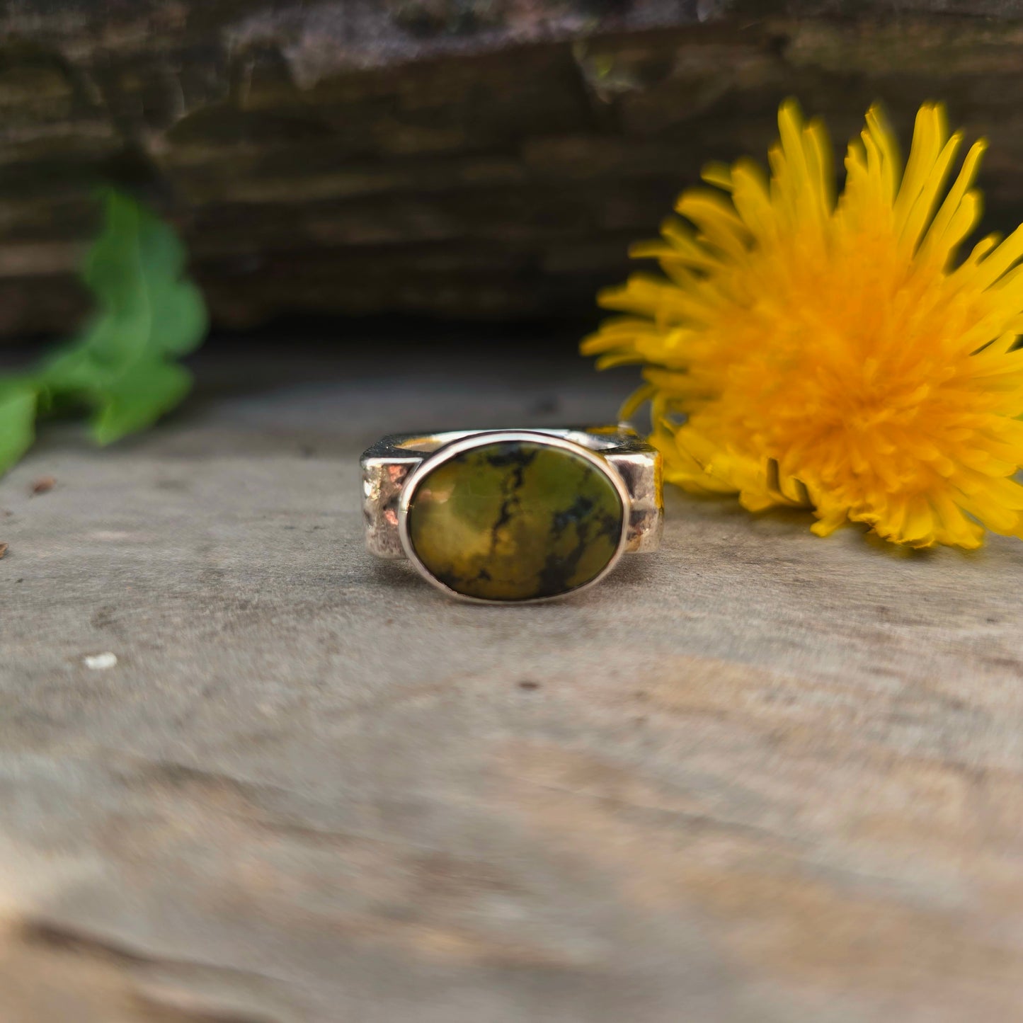 Green Turquoise Sterling Silver Statement Ring