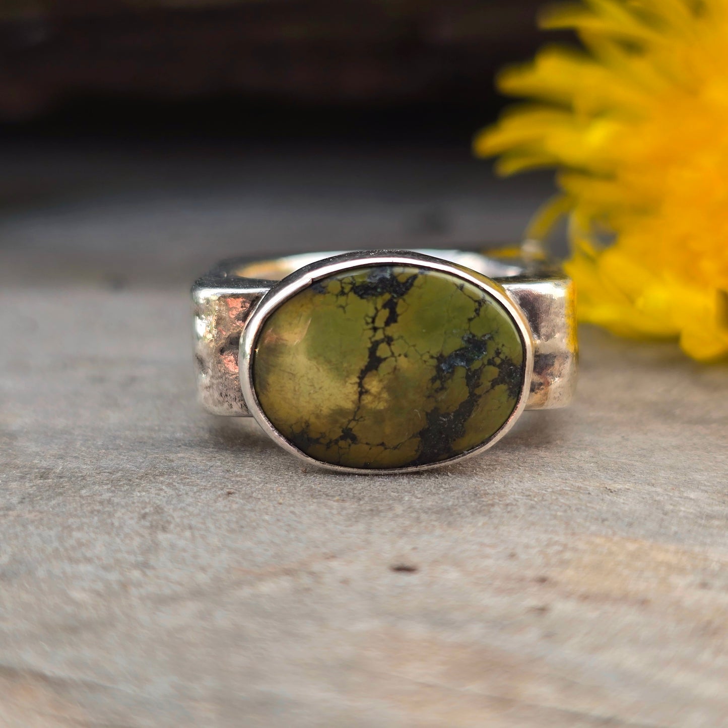 Green Turquoise Sterling Silver Statement Ring