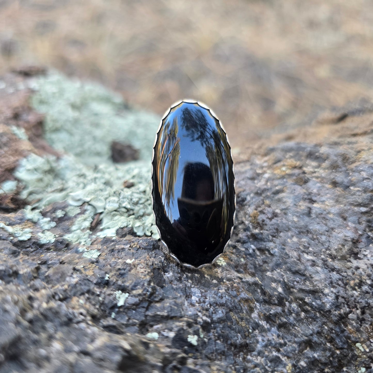Heavy Duty Adjustable Black Onyx Statement Ring (One of a Kind) — Adjustable Size 8–11