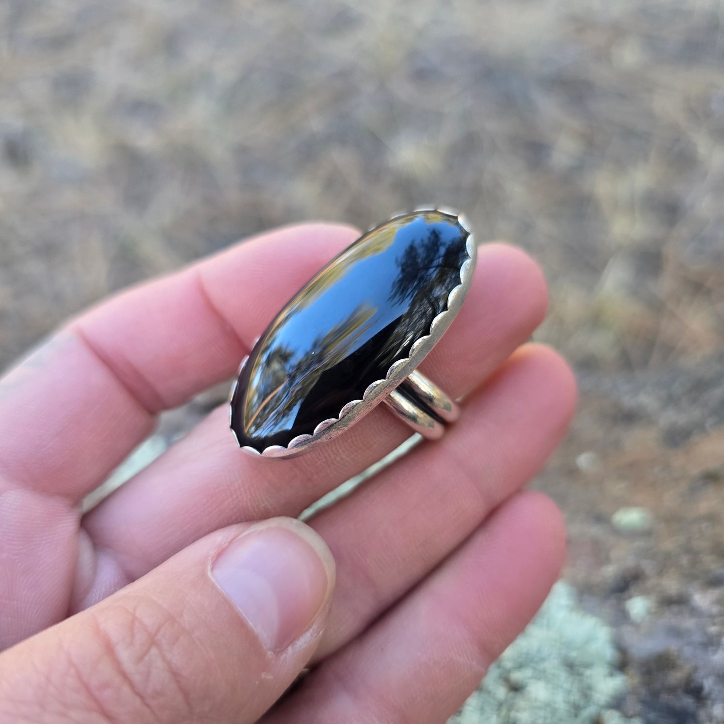 Heavy Duty Adjustable Black Onyx Statement Ring (One of a Kind) — Adjustable Size 8–11