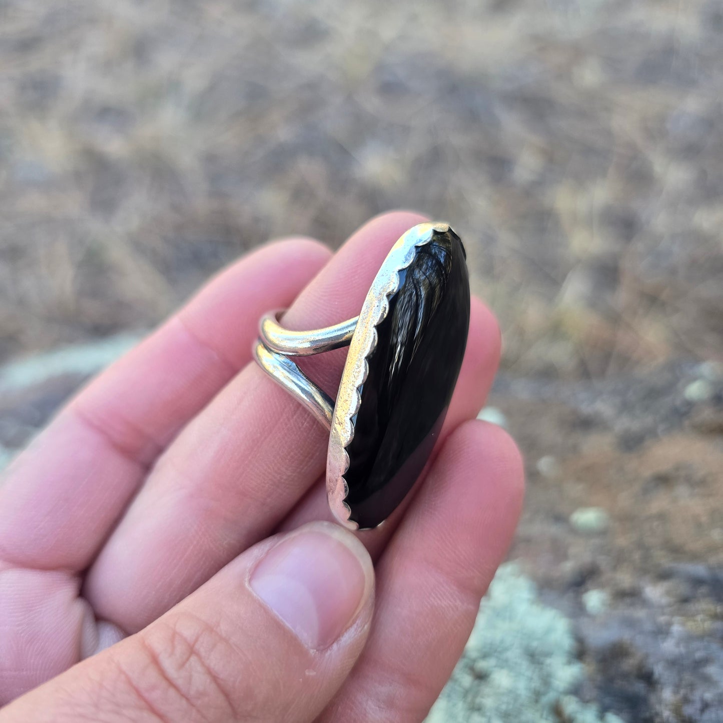 Heavy Duty Adjustable Black Onyx Statement Ring (One of a Kind) — Adjustable Size 8–11