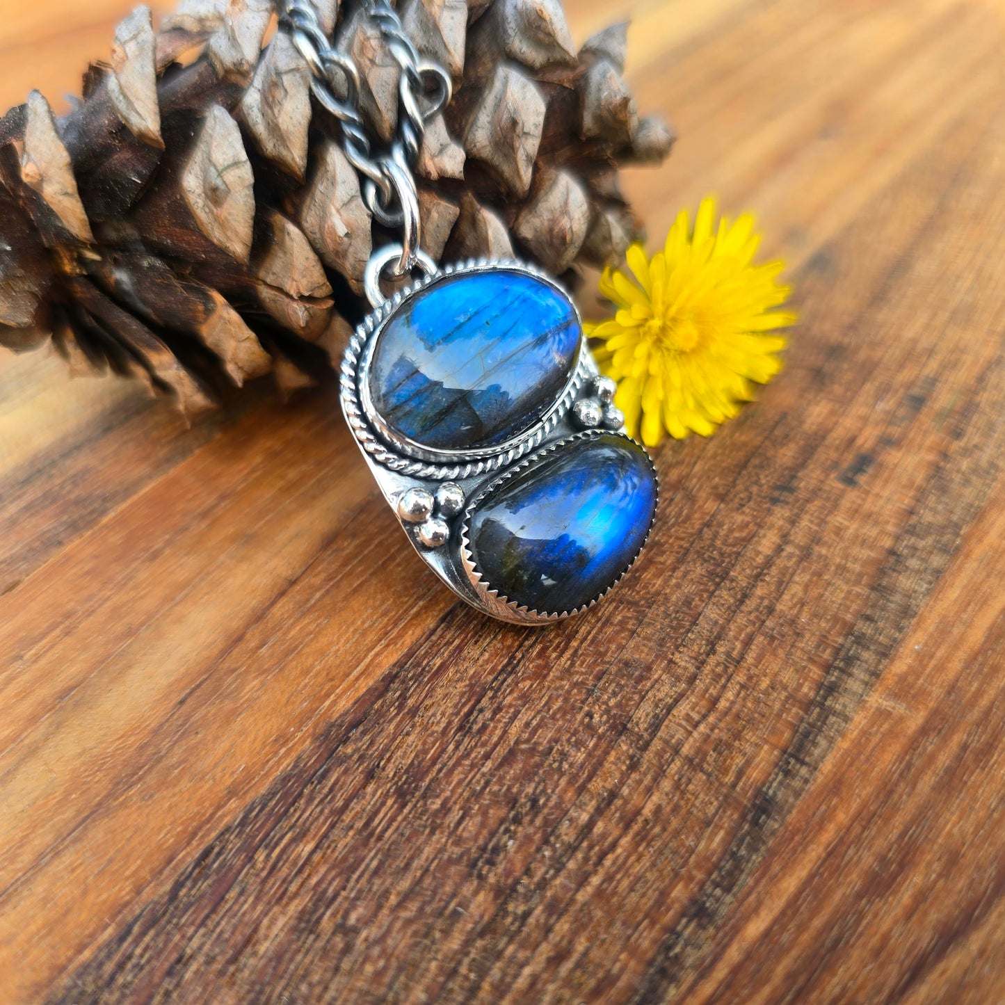 One-of-a-Kind Double Labradorite Pendant in Sterling Silver