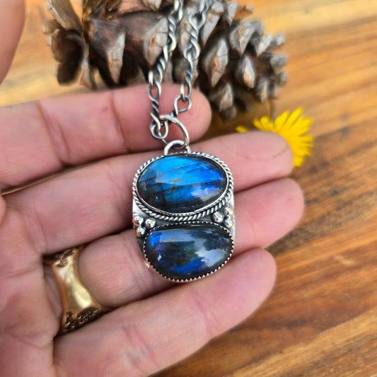 One-of-a-Kind Double Labradorite Pendant in Sterling Silver