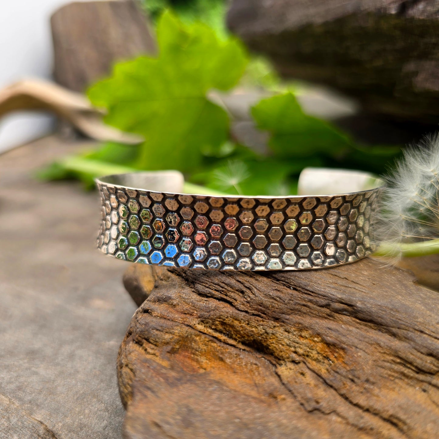 Honeycomb Hand-Forged Sterling Silver Cuff