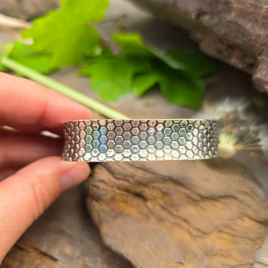 Honeycomb Hand-Forged Sterling Silver Cuff